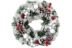 YAOJIWANG Christmas Wreaths for Front Door 40cm/16inch Door Wreaths Outdoor Indoor Christmas Decorations Sale Clearance