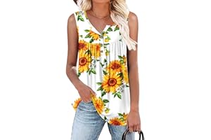 Aodemo Women's Summer Casual Henley V Neck Tunic Ladies Button Up Tops Flowy Short Sleeve Shirts Loose Blouse