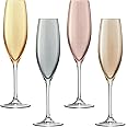 LSA International Polka Champagne Flute 225ml Metallics Assorted | Set of 4 | Hand Painted Glassware | PZ10