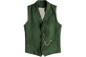 AeoTeokey Men's Western Herringbone Tweed Suit Vest Wool Slim Fit Waistcoat