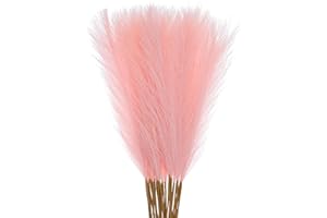 sourcing map 30Pcs Faux Pampas Grass,21"/55cm Fluffy Fake Pampas Grass Decor Tall Artificial Pampas Grass for Living Room Party Wall Vase Wedding Decoration,Pink
