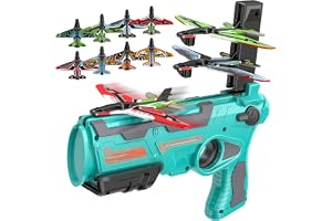 Airplane Toys for 4 5 6 Years Old Boys, Outdoor Toys for Kids Ages 4-8, Catapult Airplane with 8 pcs Glider Plane,Boys Toys Age 6-8 with One-Click Ejection Airplane Game, Gifts for 4-8 Years old Boys