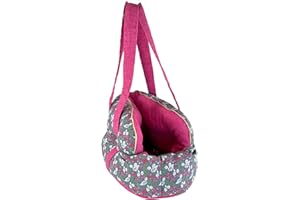 ARLANDA Sac pour Chiens de Petite Taille jusqu'à 5 kg. Sac de Marche avec bandoulière Crochet Fermeture éclair et Collier de sécurité. Sac de Voyage pour Animaux domestiques (Florellini Rose)
