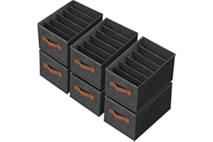 Zachufa Kleiderschrank Organizer 6 Stück - Faltbare & Stabilisieren Schrank Organizer Mit Grundplatte - Schubladen Ordnungssystem für Aufbewahrung Kleidung, Tshirts, Hosen, Unterwäsche (34*25*20cm)