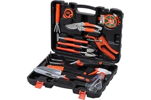 ZYMY Gardening Tools Set, 12 Pcs Garden Hand Tools Kit with Trowel Fork Secateurs & Pruning Scissors Heavy Duty Shovel Gardening Gifts for Gardeners Men Women