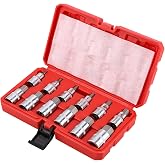 Bixury 12 Piece Socket Wrench Set Hexagon Torx Inner 5-22 mm | Hexagon Nuts 1/2" Internal Mechanical Tools with Storage Case