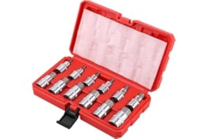 Bixury Douille 6 Pans Jeu de 12 Douilles Allen 1/2" 6 Pans Intérieurs Jeu de Douilles Hexagonales avec Mallette en Plastique Coffret de Rangement Douille btr 5,6,7,8,10,12,14,16,17,18,19,22 mm