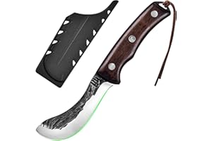 FULLHI Couteau à désosser avec étui,Acier à haute teneur en carbone Couteau à désosser pour la pêche, la maison, le camping et le BBQ (marron, 8.6cm)