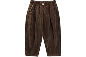 Volunboy Boys' Corduroy Pant Elastic Waist Trousers Vintage Cargo Loose Casual Solid Color Sweatpants with 3 Pockets