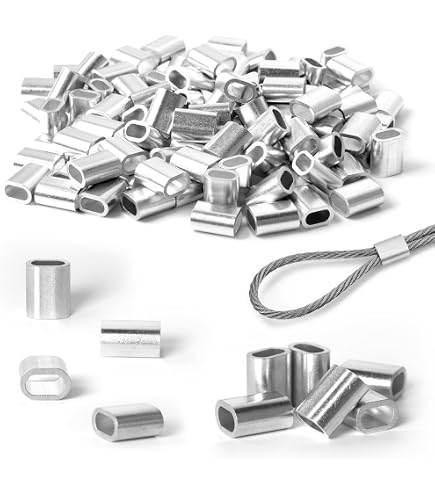 Produktbild von TMTGTS Aluminiumhülsen 50 Stück – 4mm Crimphülsen, Pressklemmen Für Drahtseile, Gartenspaliere & Mehr