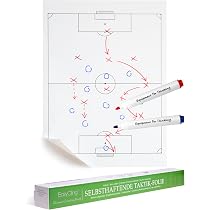 Tableau Tactique Auto-adhésif Easycling – Film Statique Pour Football, 25 Feuilles + 2 Marqueurs, Effaçable Et Réutilisable, 60x80 Cm