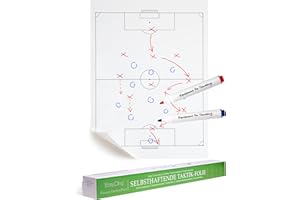 EASYCLING® Magique - Lavagna tattica statica da calcio, con 25 fogli e 2 pennarelli, lavabile e riscrivibile, adatta per tutte le superfici lisce, 80 x 60 cm