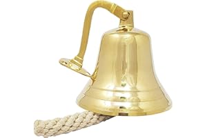 Neez Last Orders Bell - Wall Mounted Hanging Ship Bells For Service, Reception, School, Hotel, Bar, Pub, Boat - Brass Nautical Decor with Rope (3" Ship Bell)