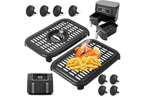 GWYXC Air Fryer Replacement Parts for Ninja Foodi DualZone Air Fryers, 2 PCS Food Grade Air Fryer Accessories Grill Pan Plate Crisper Plate Rack Tray for Ninja DZ090 DZ201 DZ100 Air Fryer, Dishwasher Safe