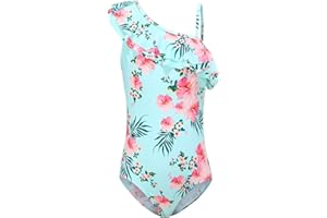 Moon Tree Mädchen Einteiliger Badeanzug Rüschen Hawaiian Badeanzug Strand 2-14 Jahre Alt