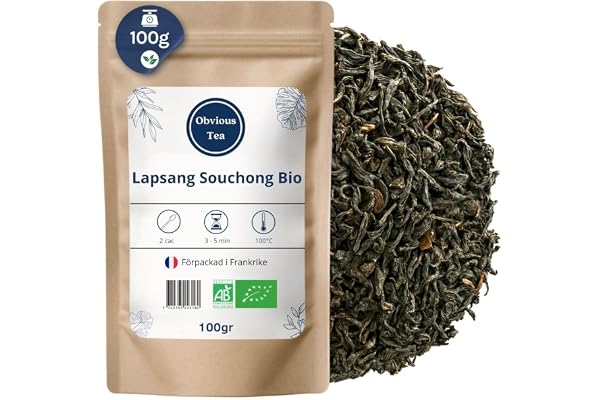 Ekologiskt Lapsang Souchong rökt te - Löst veganskt svart te, 100 % naturligt, GMO-fritt - Ekologiskt jordbruk - Förpackat i Frankrike - 100 g påse (50
