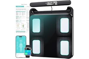 JEETIF Körperfettwaage mit Handsensoren, 8-Elektroden Personenwaage Digital mit 58 Körperanalyse Körperwaage mit Bluetooth App Personenwaage mit Körperfettanalyse für 24 Nutzer, Körperfett, BMI,180kg/400lbs