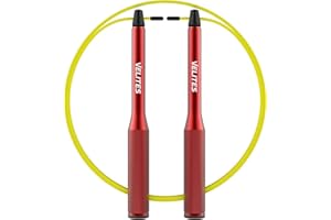 Velites Cuerda de Saltar para Crossfit, Boxeo y Fitness, Aluminio, Adultos Unisex, Color Rojo, Cable Amarillo, 2 m