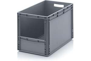 AUER PACKAGING Auer Euro Sichtlagerkasten 60 x 40 x 42 cm inkl. gratis Zollstock * Eurobehälter mit Fenster