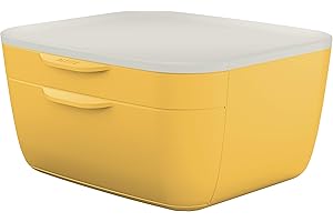 Leitz Cassettiera a 2 Cassetti, Gamma Cosy, Organizer per Riporre Documenti, Penne, Cavi e Riviste, Adatta per Casa e Ufficio, Giallo Caldo, 53570019