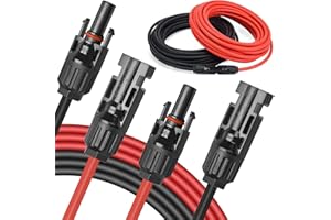 Rhein Beleuchtung Solarkabel 6mm2 5M, Pv Kabel, Solar Verlängerungskabel mit Solarstecker, Solar Adapter, Photovoltaik Solarkabel Rot + Schwarz, für Balkonkraftwerk, Solarpanel, RV (2X6 mm² 5m)