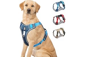 Acxilexy Przeciwwwające Uprząż dla Psa, Regulowana Pikowana Kamizelka z Paskiem Odblaskowym & Panelem Haka i Pętli, Szelki dla Małych Średnich i Dużych Psów, PET VEST-324, Niebieski