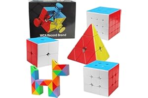 TUNJILOOL MOYU Set di 5 Cubi di Velocità MOYU in Confezione Regalo, Cubi Magici di Velocità, Cubo Piramidale + cubo 2 x 2/3 x 3/4 x 4/24 Segmenti Snake Puzzle