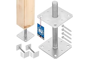 KOTARBAU® Set di 2 Supporto per Pali in Legno 110x110x250 mm Supporti Regolabili Pavimento Travi in Legno Zincato Manicotto di Ancoraggio Palo Staffa Pali Legno Fissaggio Pali Legno