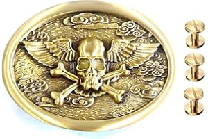 HTLEATHER Solid Brass Belt Buckle For Men Women, Buckles Eagle Bird Harley Davidson Motor Dragon Skull, 3 pcs Screw Belt