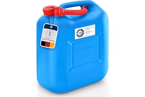 Hünersdorff Bidón para carburante STANDARD 20 L, PEAD Azul, con homologación UN, accesorios rojos