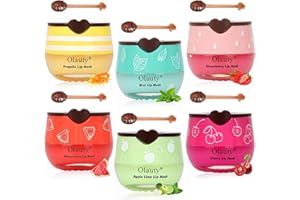 TITIMORE 6Pcs Bee Lip Balm Honey Pot,Bee Lip Mask Honey Lip Balm,Propolis Moisturizing Cherry Lip Sleeping Mask Reduces Lip Lines,Hydrating Prevention Dry Cracked Lip