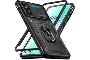 Giyer Panzerhülle für Samsung Galaxy S24 FE Hülle mit Schutzfolie, Handyhülle S24 FE 5G Case mit Kameraschutz 360° Metall Ring Ständer, Stoßfest Schutzhülle für Samsung S24 FE Cover Tasche (Schwarz)