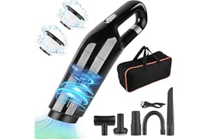 Viafexna Aspirateur Voiture, 9000Pa Mini Aspirateur sans Fil a Main, Vacuum Cleaner, Aspirateur de Table pour la Voiture, la Maison Poils d'animaux, Nettoyage de la poussière