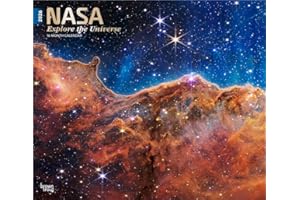 NASA Explore the Universe | Calendrier mural mensuel 2026 35,6 x 61 cm (suspendu) | Couverture estampillée | Sans plastique | BrownTrout | Inspiration cosmos spatiale