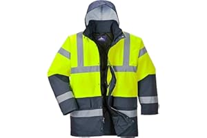 Portwest Parka De Alta Visibilidad Contrast Traffic, Tamaño: M, Color: Amarillo, S466YERM
