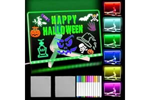 HIQE-FL Lavagna Acrilico LED,30x20cm Lavagna Luminosa per Messaggi,12 Penne a Colori,interruttore,7 Colori Regolabili,Scrivania,Scuola,Caffè,Ufficio