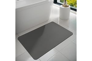 Dolic Bath Mat Bathroom Rugs Rubber Non-Slip Thin Bathroom Mat Absorbent Quick Dry Bath Rug for Floor Bathmat Shower Rug for Outside Bathtub Shower Room(Dark Grey 43 x 80 cm)