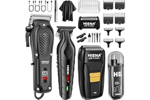 HIENA Pro Juego de Cortapelos Inalámbrico para Hombres con Recortadora Eléctrica Recargable USB, Maquinilla de Afeitar de Láminas y Recortadora de Nariz