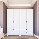 Duru Matte White 4 Door 4 Drawer Dress Cabinet - Wardrobe Set