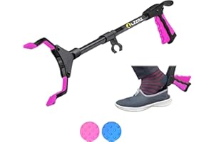 LZZAZ 24inches/61cm Small Litter Pickers for Children with Shoehorn, Versatile Reacher Grabber Stick for Disabled aids, Ideal for Mobility Aids, Disability Aids & Rubbish Picker Grabber(24" Pink)