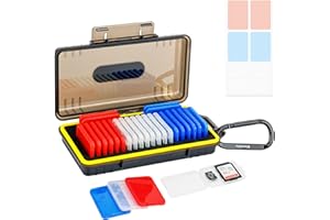 Kiorafoto Lot de 24 Porte-Cartes Mémoire en Plastique Transparent pour 24 Cartes SD SDXC SDHC et 24 Cartes TF, Résistant à l'eau, Anti-Chocs, Carte SD MicroSD avec Étiquettes