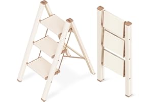 GameGem Escabeau 3 Marches, Tabouret Pliable à Pédale Large Anti-Dérapante en Aluminium Léger mais Robuste, Capacité 150 kg, Design Moderne Mignon pour Espaces Domestiques Intérieurs
