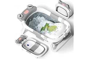 COOSEYA Vasca da bagno pieghevole per neonati Vasca con morbido cuscino di supporto (0-18 mesi), regalo per baby shower e bambini