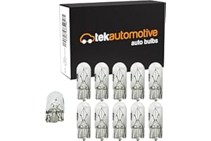 Tek Automotive 501 W5W Bulb Capless 12V 5W W2.1x9.5D – Box of 10 – Side, Tail, Repeater, Interior, Number Plate and Dashboard Lighting Replacement