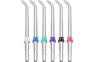 JUGNAW Zestaw 6 końcówek zamiennych do irygatora dentystycznego, kompatybilny z Waterpik WP-100 i innymi modelami, klasyczne akcesoria dyszy do rozpylania zębów dentystycznych, dysze do irygatorów jamy