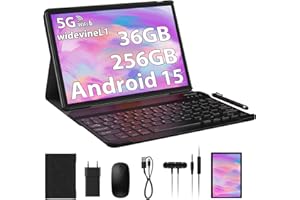 PIXPEAK Tablet 10 Pulgadas Android 15.0 con 5G WiFi 6, 36GB RAM+256GB ROM(1TB Ampliable), Octa Core 2.0 GHz, 8000mAh, 5MP+8MP, FHD, Widevine L1, WLAN, Bluetooth, GPS, Tablet con Teclado (Gris)