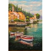 Coloring Hobby Set with Color Printed Numbers (Framed) 40x50 cm: Boats on the Beach