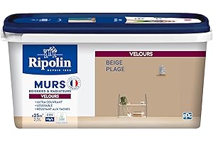 RIPOLIN - Peinture Intérieure Multi-Supports – Murs, Boiseries & Radiateurs – Ultra couvrante - Monocouche - Confort d'application - Aspect Velours - Beige Plage - 2,5L