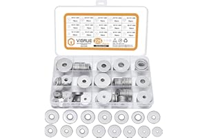 VIGRUE 225 Stück Edelstahl Flache Unterlegscheiben Set Beilagscheiben Sortiment 7 Größen M3 M4 M5 M6 M8 M10 M12