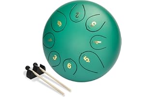 PIOLEACKFLEW Tambor de Lengua de Acero 6 Pulgadas 8 Tonos Handpan Drum C-Key Instrumento de percusión Tongue Drum con Bastones para Niños y Adultos